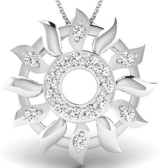 925 Sterling Silver Sunflower Pendant Necklace CZ Sun Starburst Gift For Women