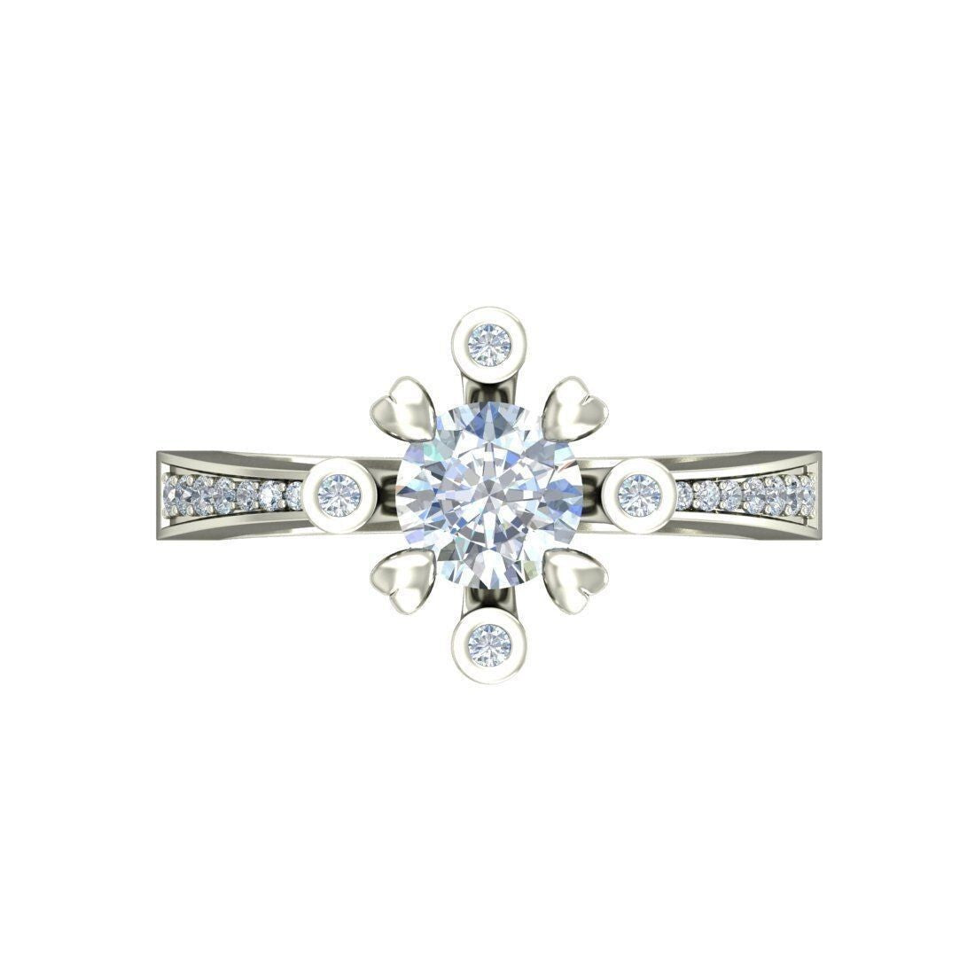 Silver Cubic Zirconia Sunflower Statement Women Engagement Ring CZ Ring Us5~ 15