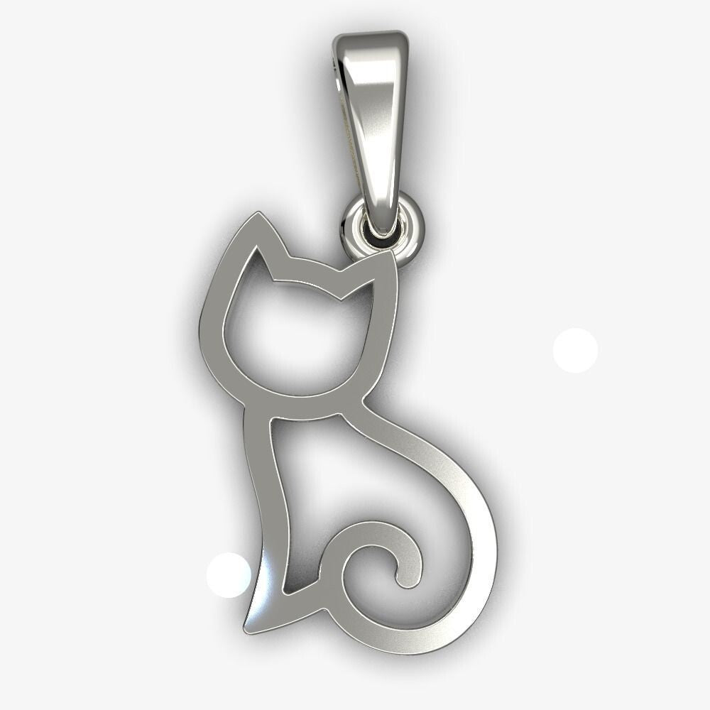 Silver Cat Pendant Cute Animal Cat Necklace Jewelry Women Gift Animal Charm