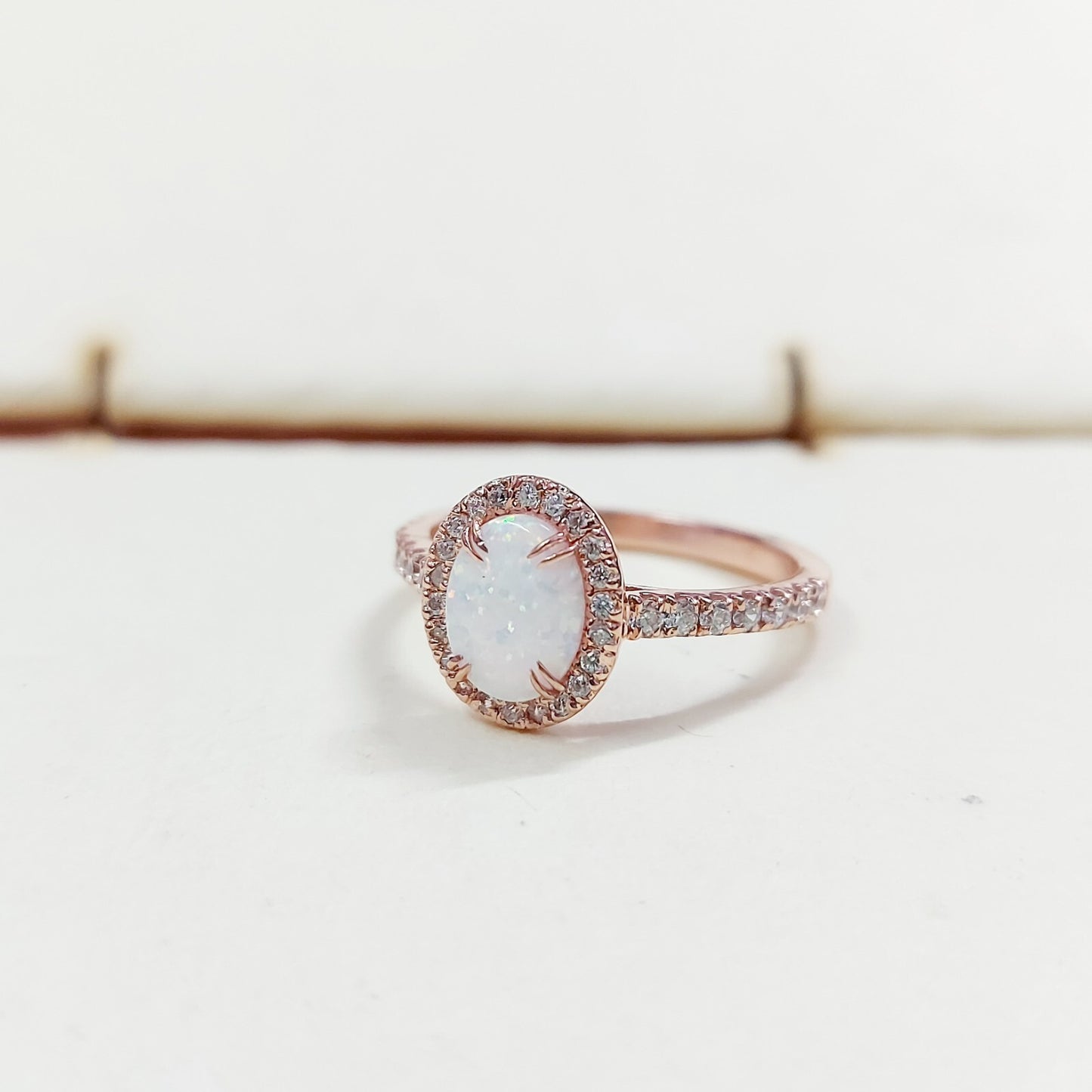 Oval Cut Natural Fire Opal Halo Engagement Women Ring Silver Opal Ring US5~15