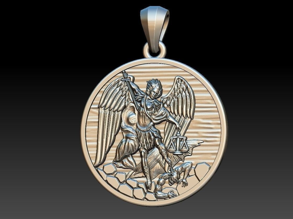 925 Sterling Silver Archangel Saint St Michael Medal Shield Pendant Necklace