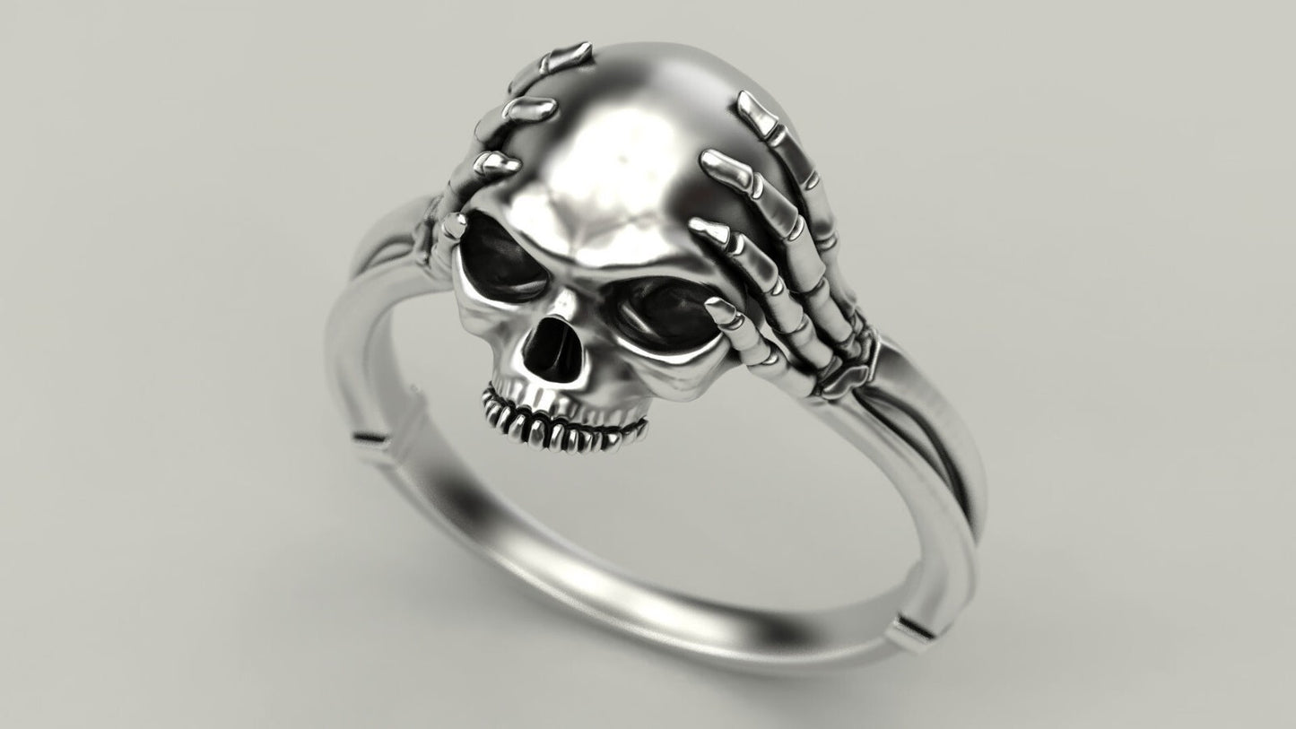925 Silver Skull Bone Ring Gothic Biker Style Jewelry For Men Women Gift US5~15