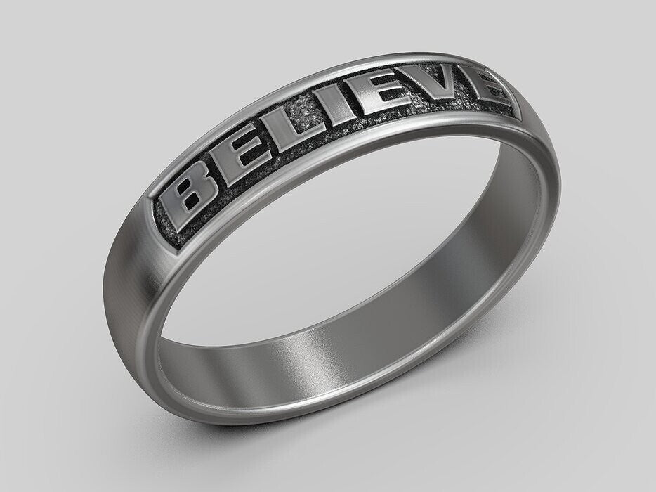 Silver Believe Band US7~15 Handmade Ring Women Men Jewelry Gift Believe Ring