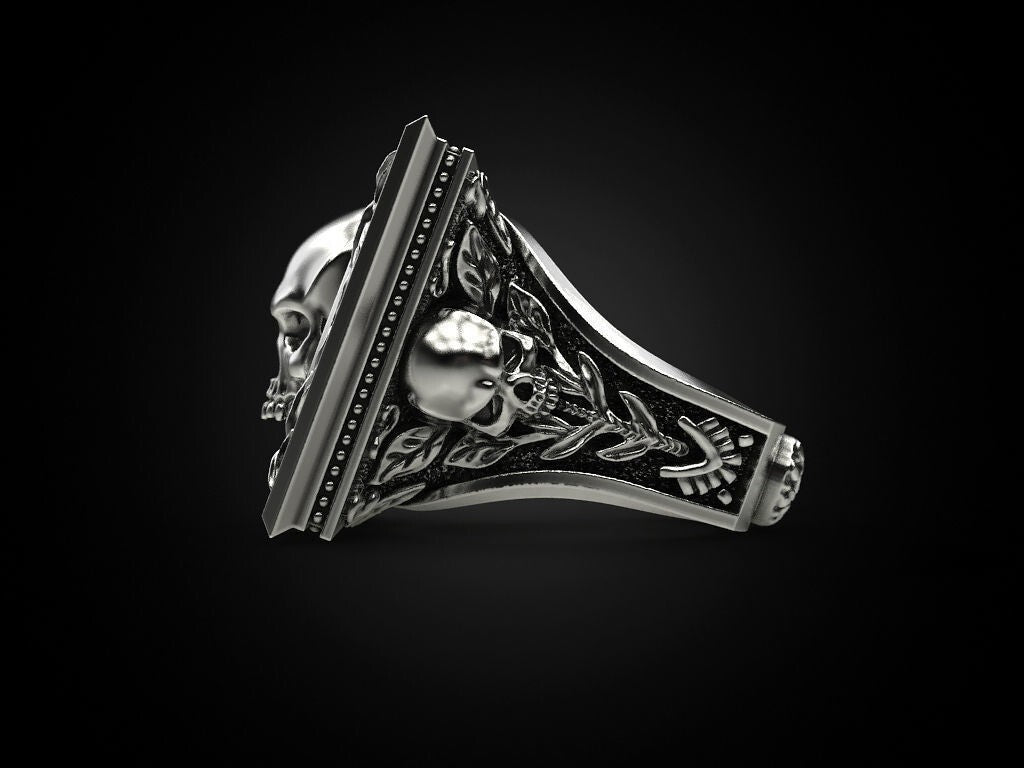 Big Men Gothic Biker Skull Ring 925 Sterling Silver Vintage Style Jewelry US5~15