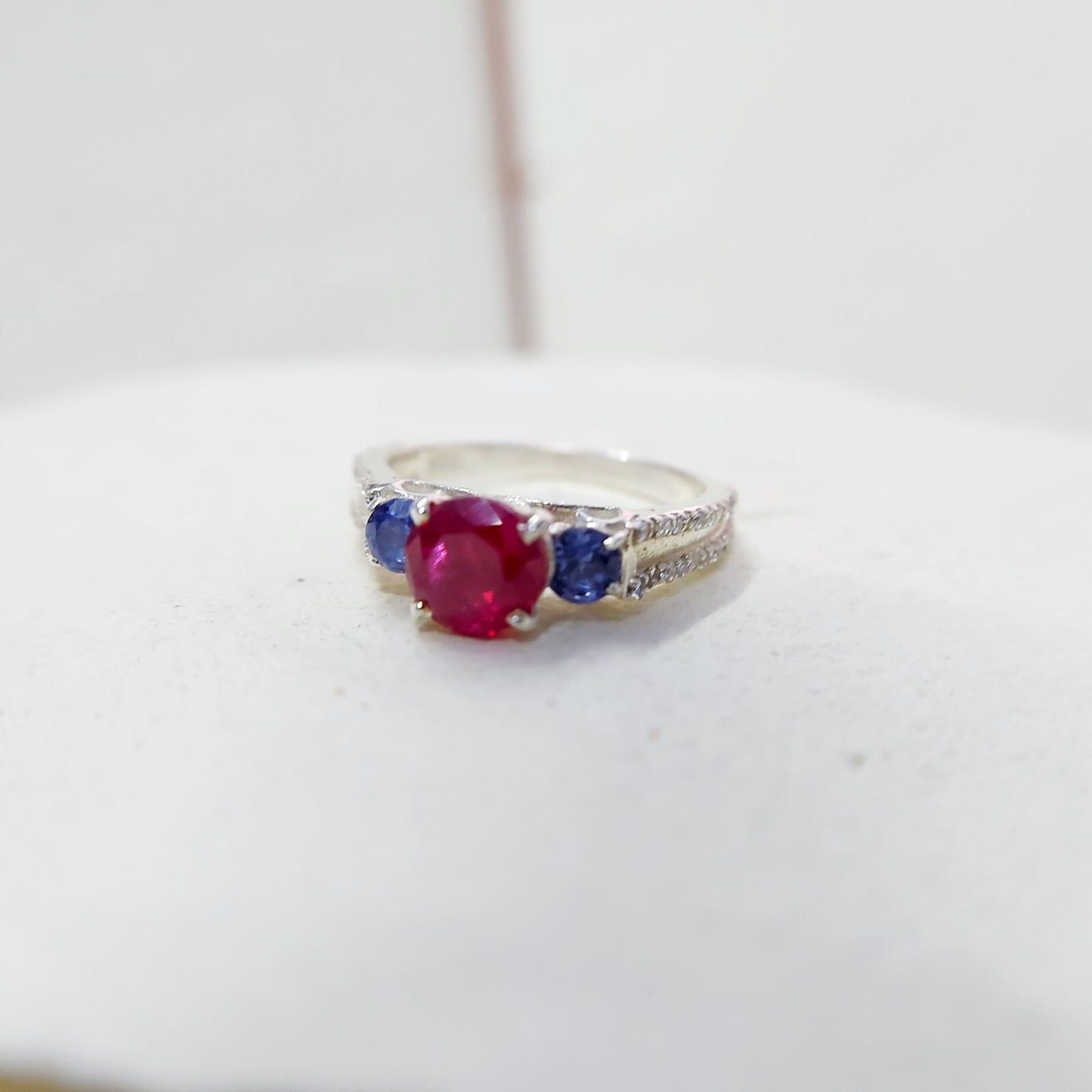 Sapphire and Ruby Wedding Ring Engagement Band 925 Sterling Silver Ring Us5~ 15