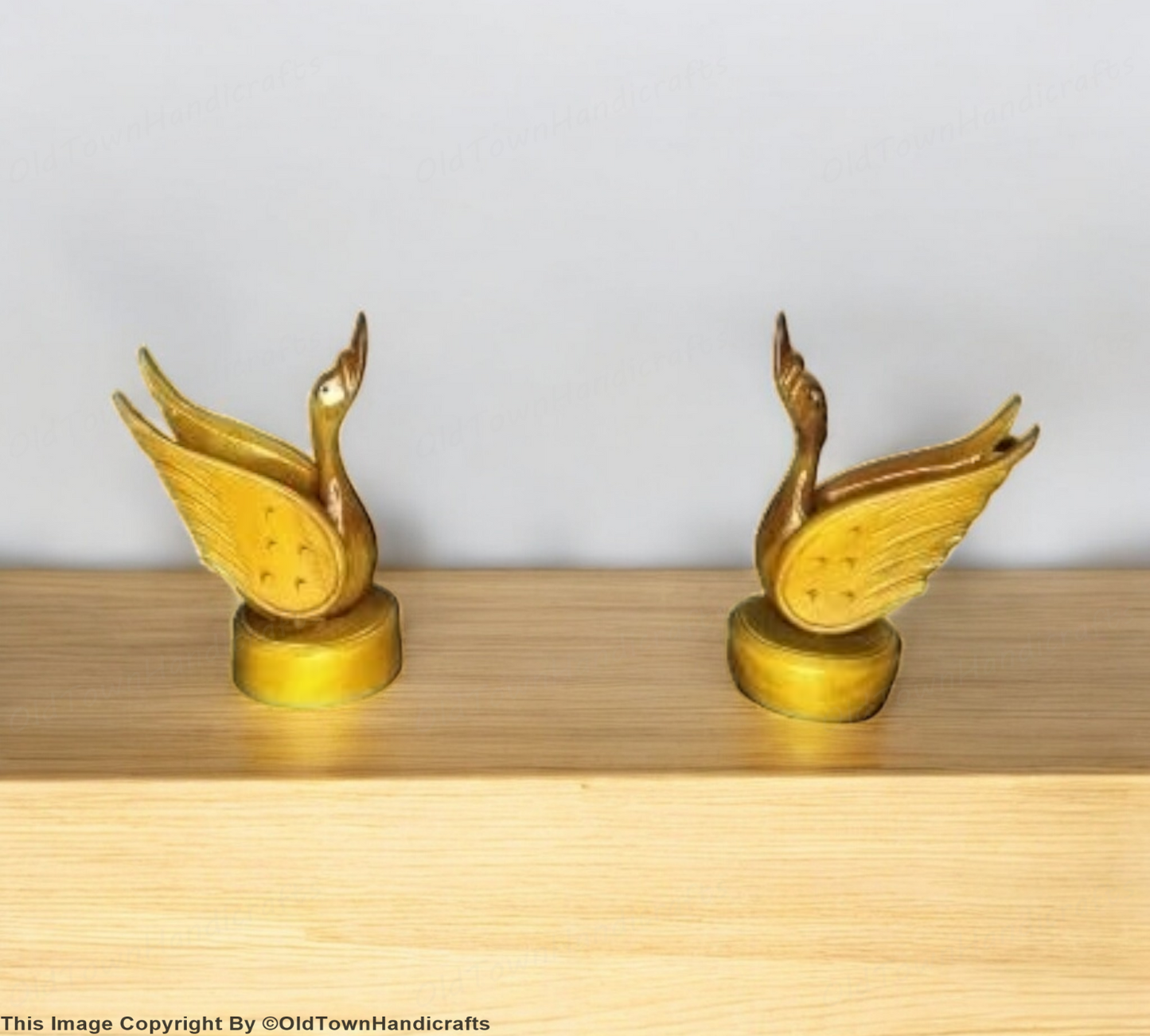 Handcrafted Duck Pair Wooden Decorative Duck Figurine Unique Home Office Gift