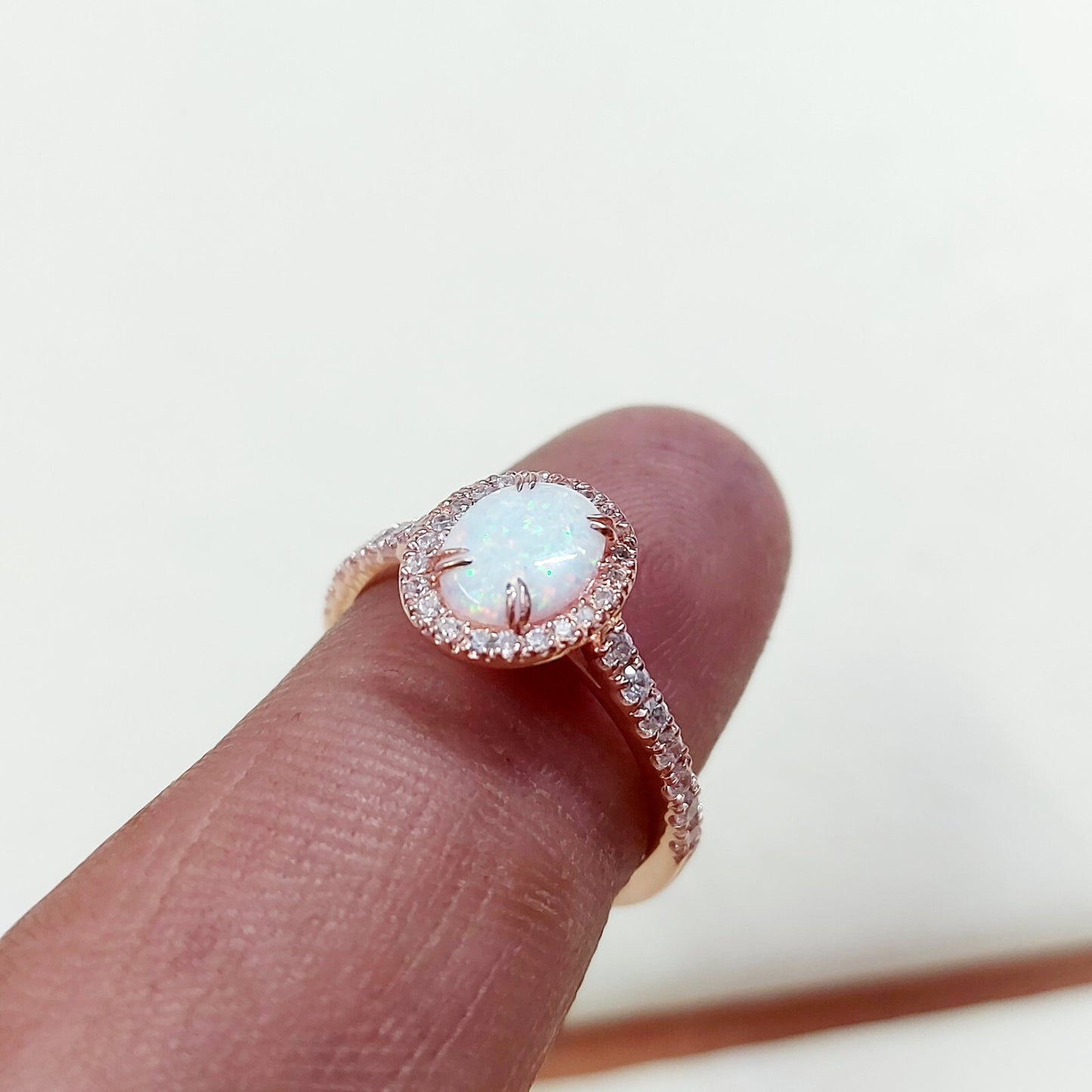 Oval Cut Natural Fire Opal Halo Engagement Women Ring Silver Opal Ring US5~15