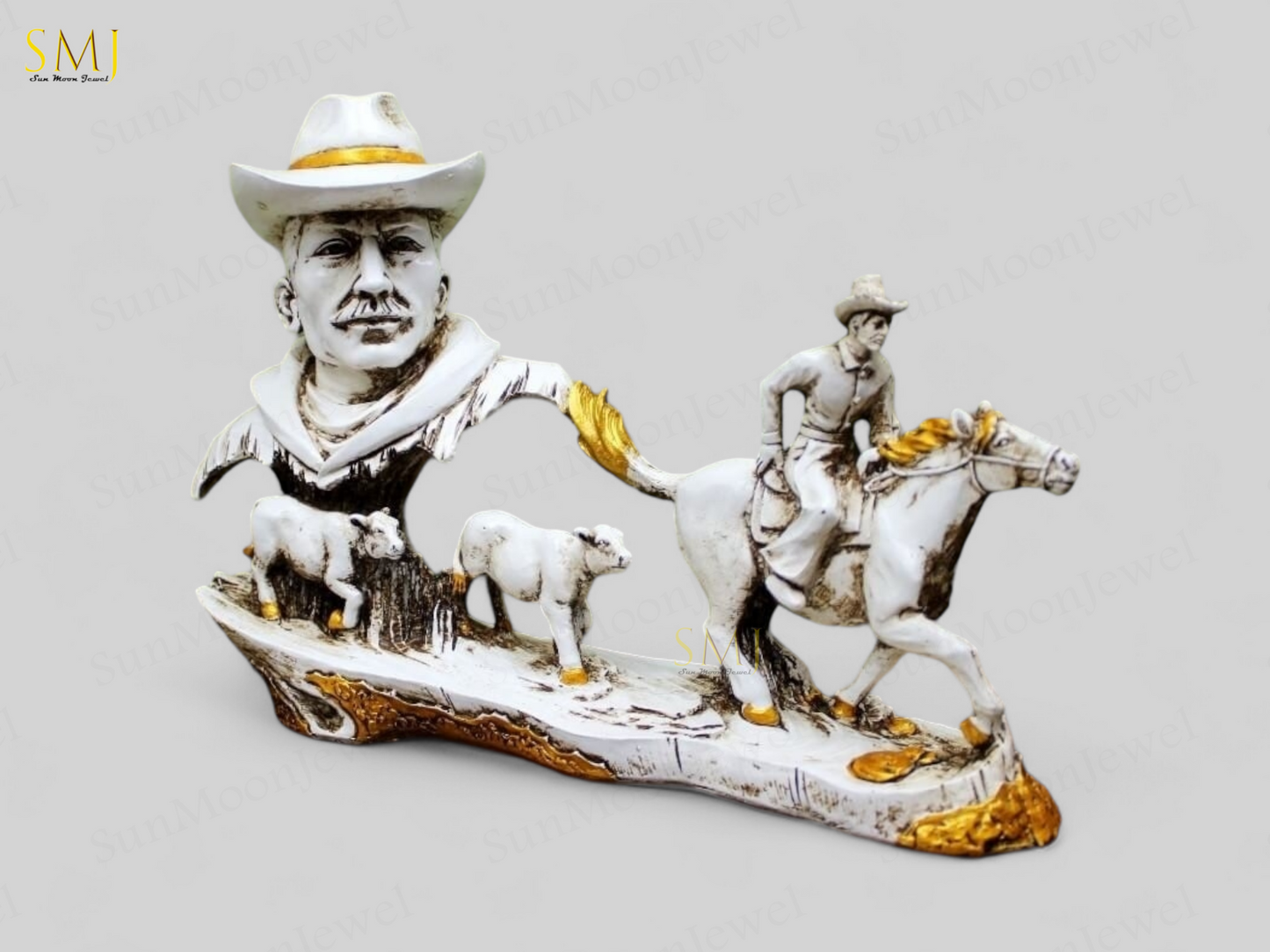 Cowboy with Horse Home Decor Showpiece Cowboy Statue Cowboy with Horse Gift