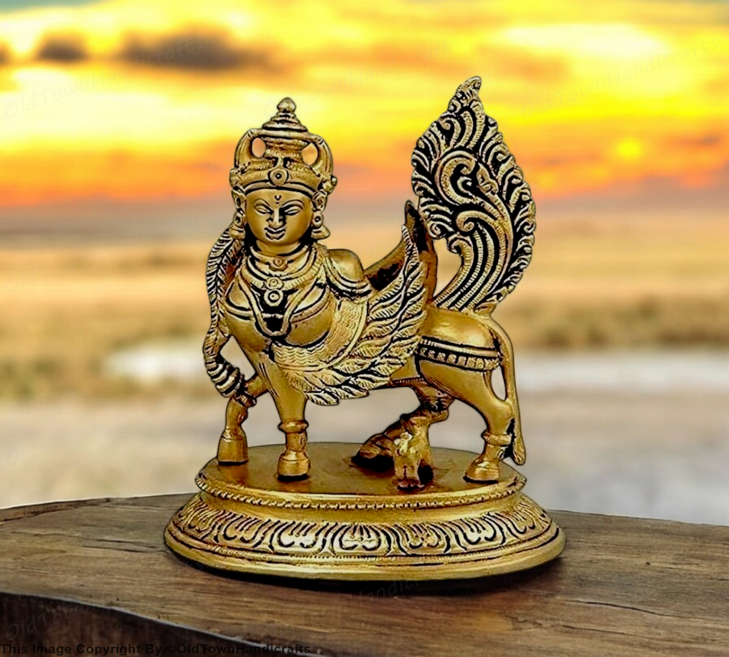 Handcrafted Brass Kamdhenu Cow Idol Gold Decorative Showpiece for Home Decor