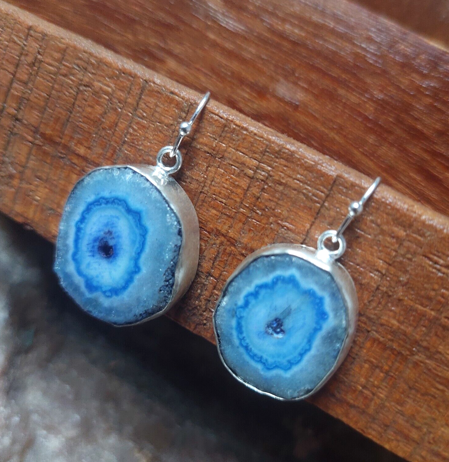 925 Sterling Silver Blue Solar Quartz Handmade Earrings Solar Gemstone Earrings
