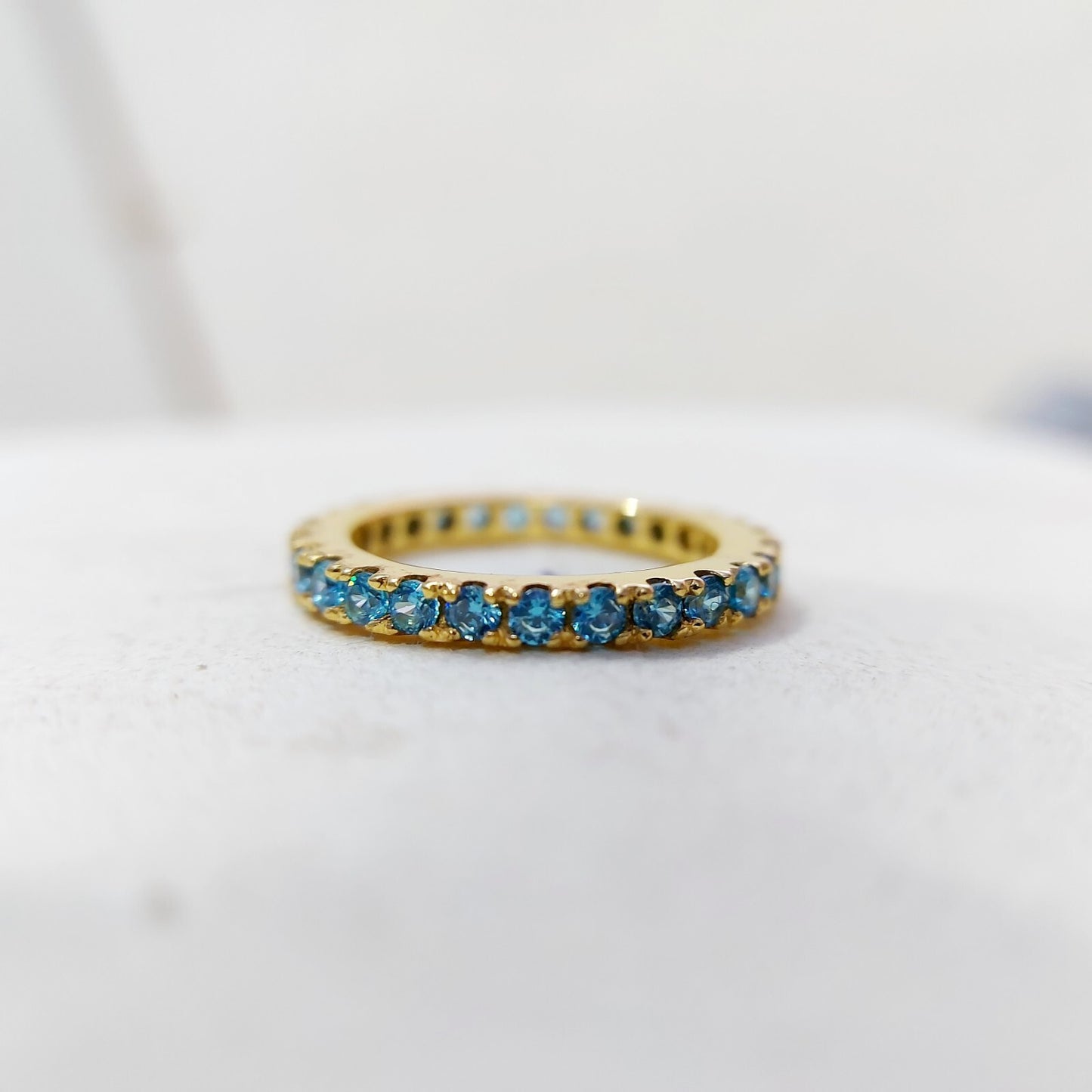 Natural Blue Topaz Ring Gemstone Wedding Eternity Band 925 Silver Jewelry Us5~15