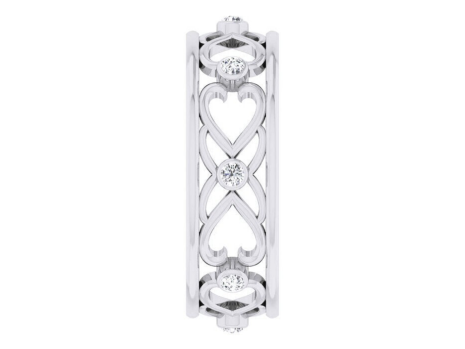 925 Silver Heart Shape CZ Promise Engagement Wedding Band Ring Women Gift US5-15