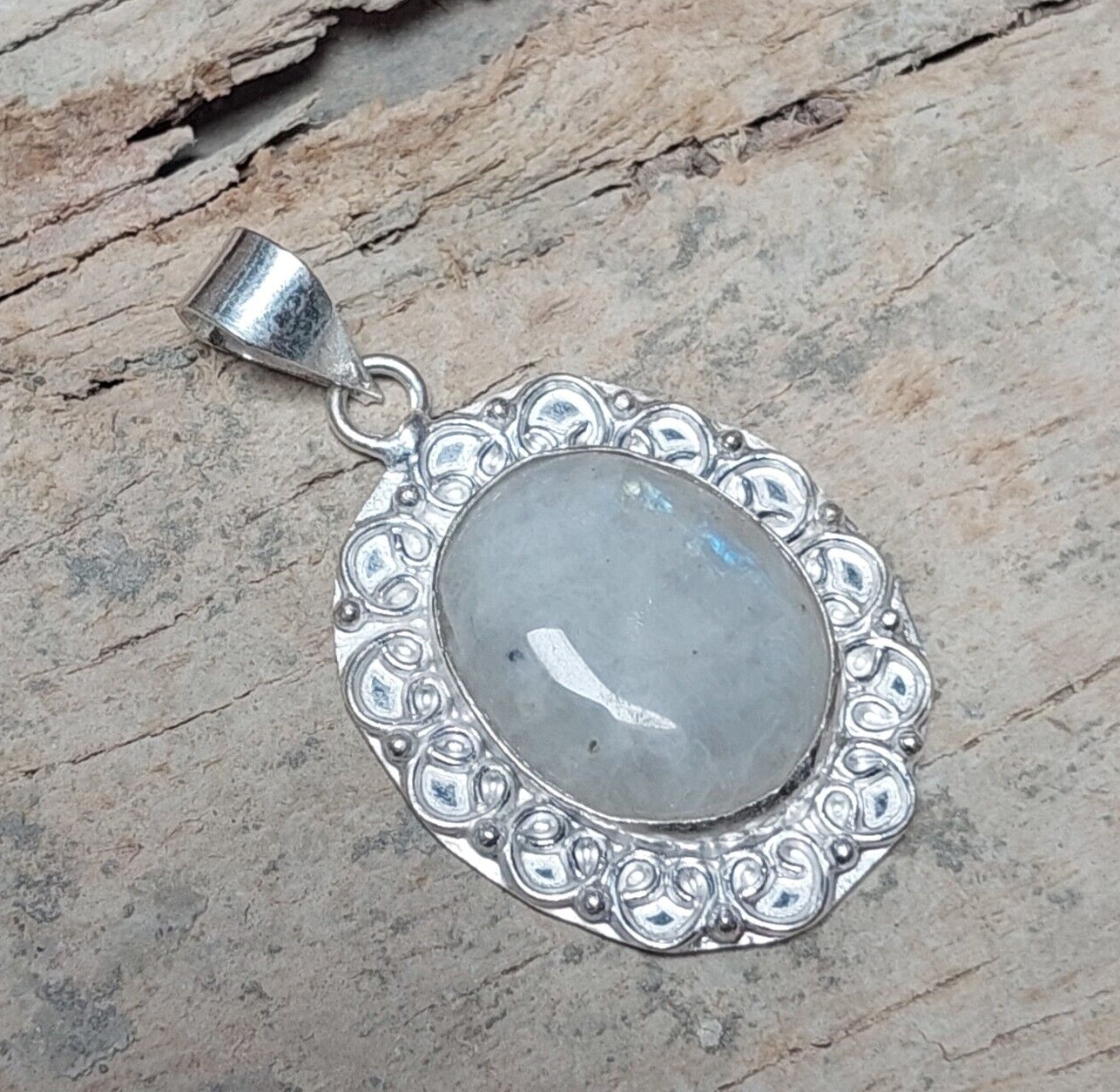 Blue Fire Rainbow Moonstone 925sterling Silver Handmade Pendant,Anniversary Gift