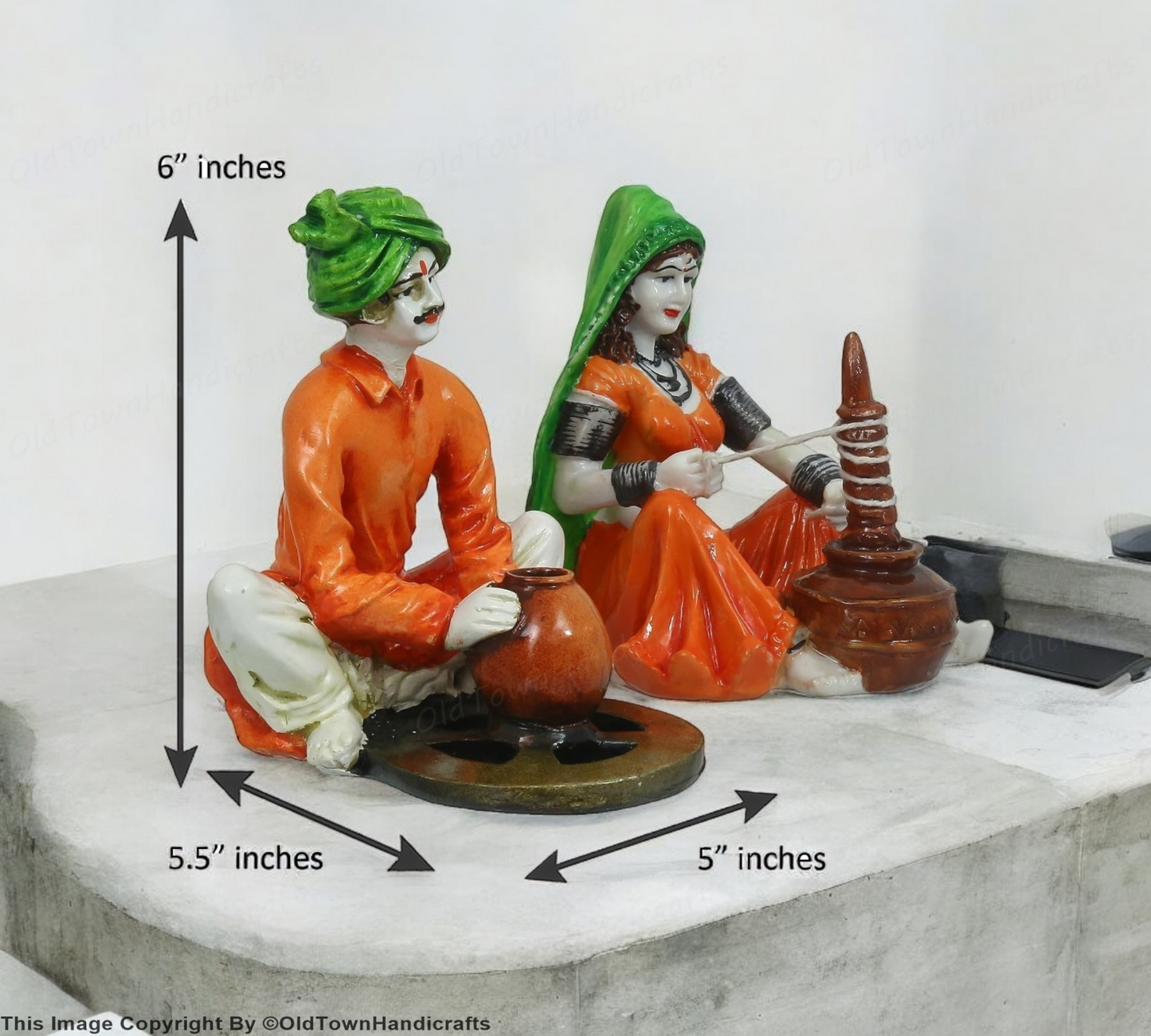 Rajasthani Craftsman Lady Polyresin Statue Handcrafted Decorative Showpiece