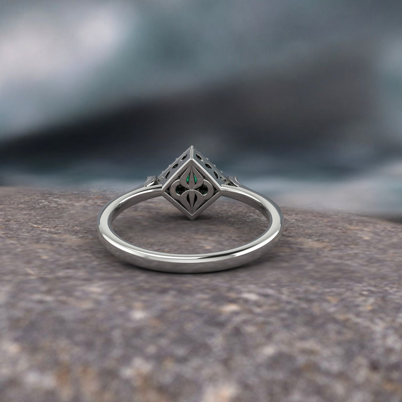 Princess Cut Green Emerald Solitaire Ring Lab Created 925 Sterling Silver Ring