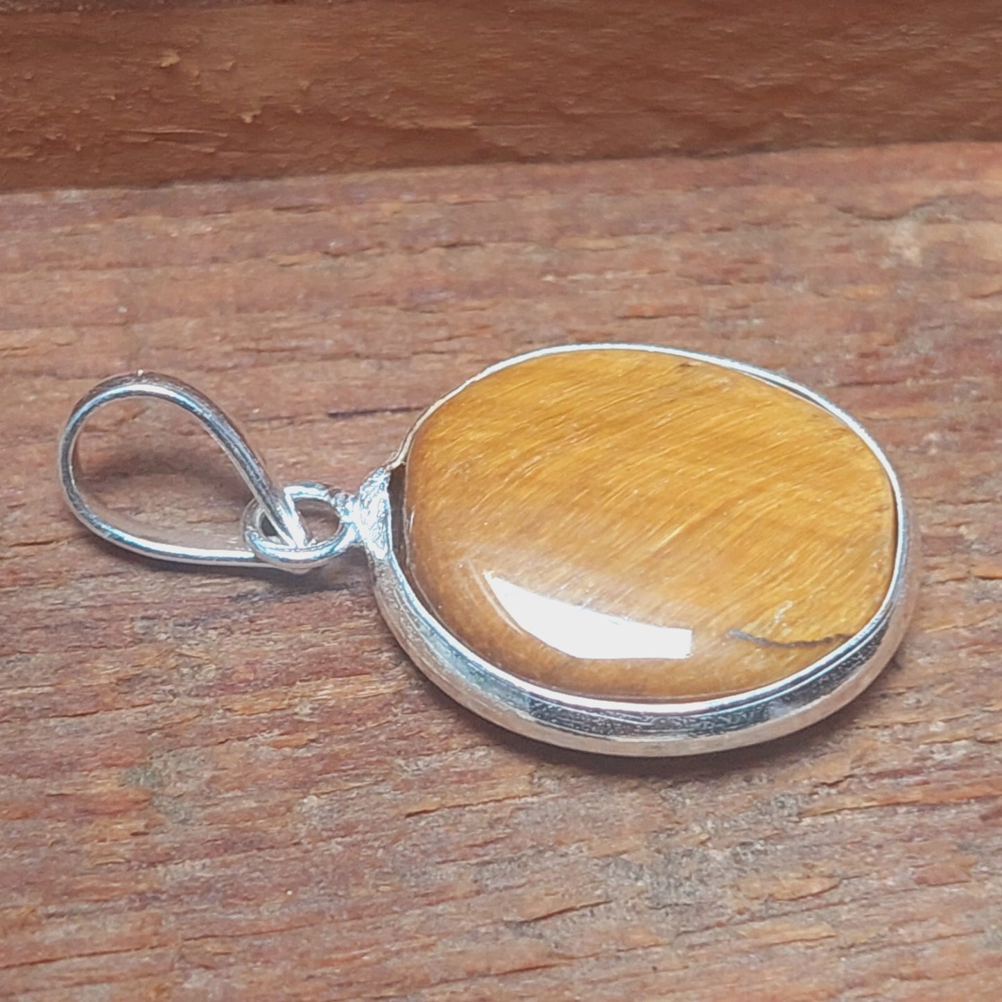 925 Sterling Silver Genuine Round Tiger Eye Pendant Necklace Gift For Her