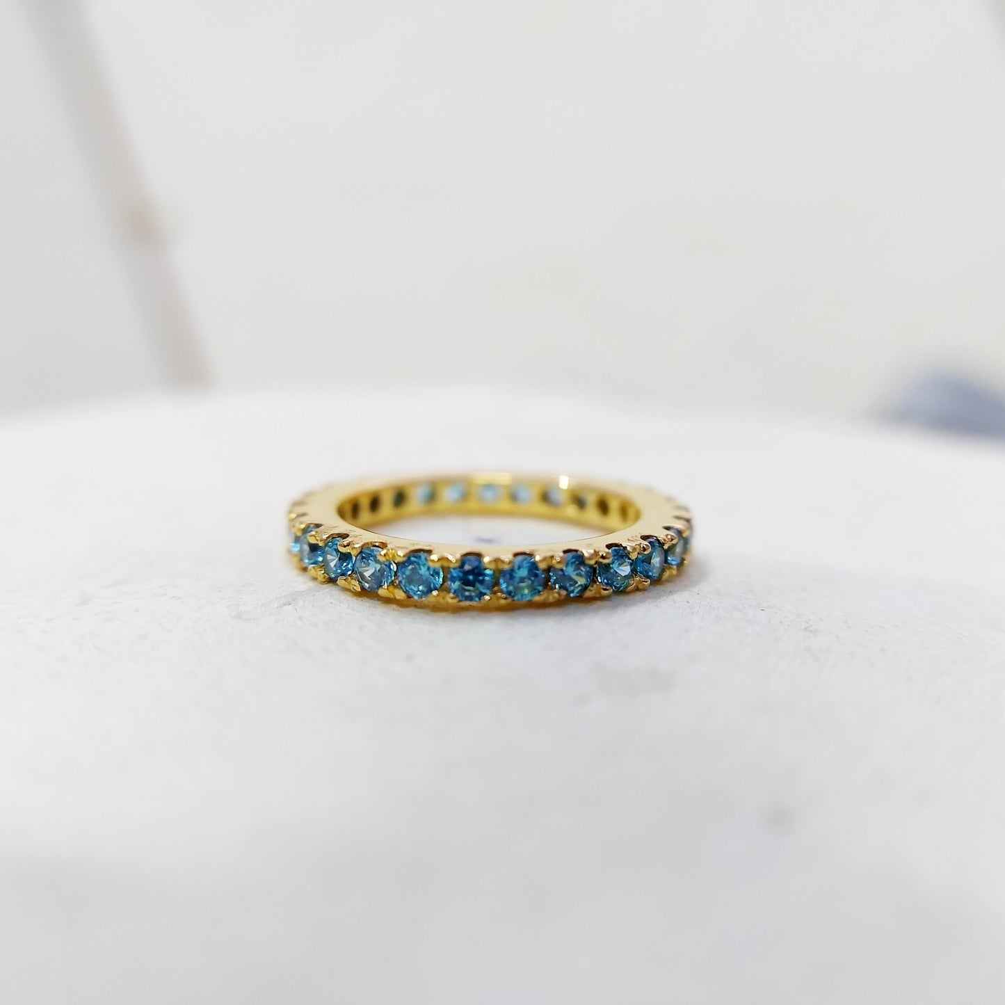 Natural Blue Topaz Ring Gemstone Wedding Eternity Band 925 Silver Jewelry Us5~15