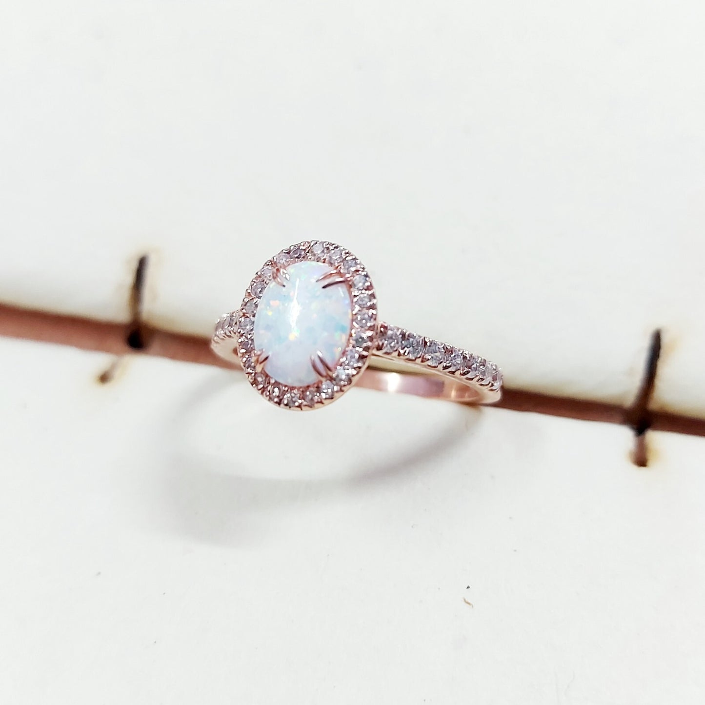 Oval Cut Natural Fire Opal Halo Engagement Women Ring Silver Opal Ring US5~15