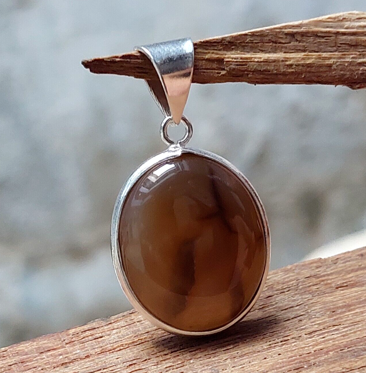 Oval Brown Montana Agate 925 Silver Handmade Pendant,Unisex Gift,Bezel Pendant