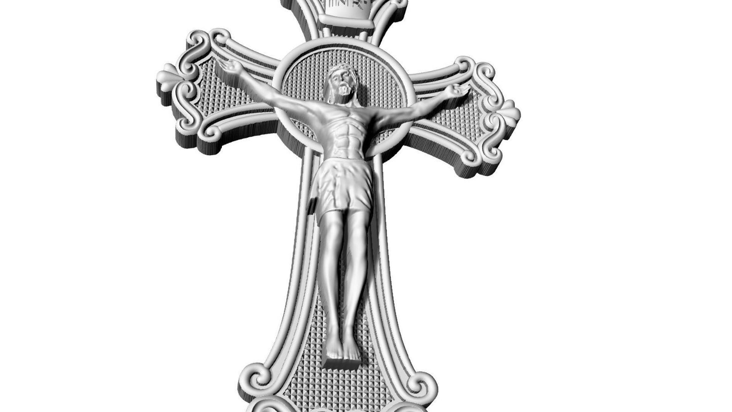 Silver Jesus Cross INRI Pendant Catholic Jesus Christ Necklace Women Jewelry Men