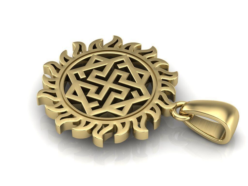 Buddhist Swastika Pendant Brass Necklace Spiritual Hindu Sacred Geometry Amulet