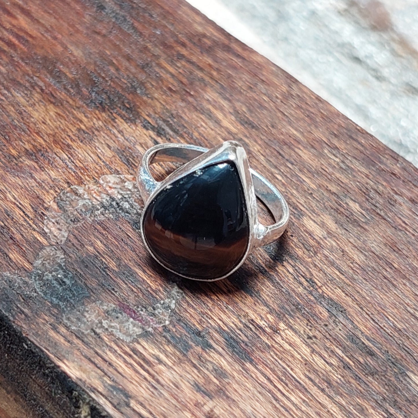 Black Slice Agate Ring,925 Sterling Silver Black Slice Agate Fashion Jewelry