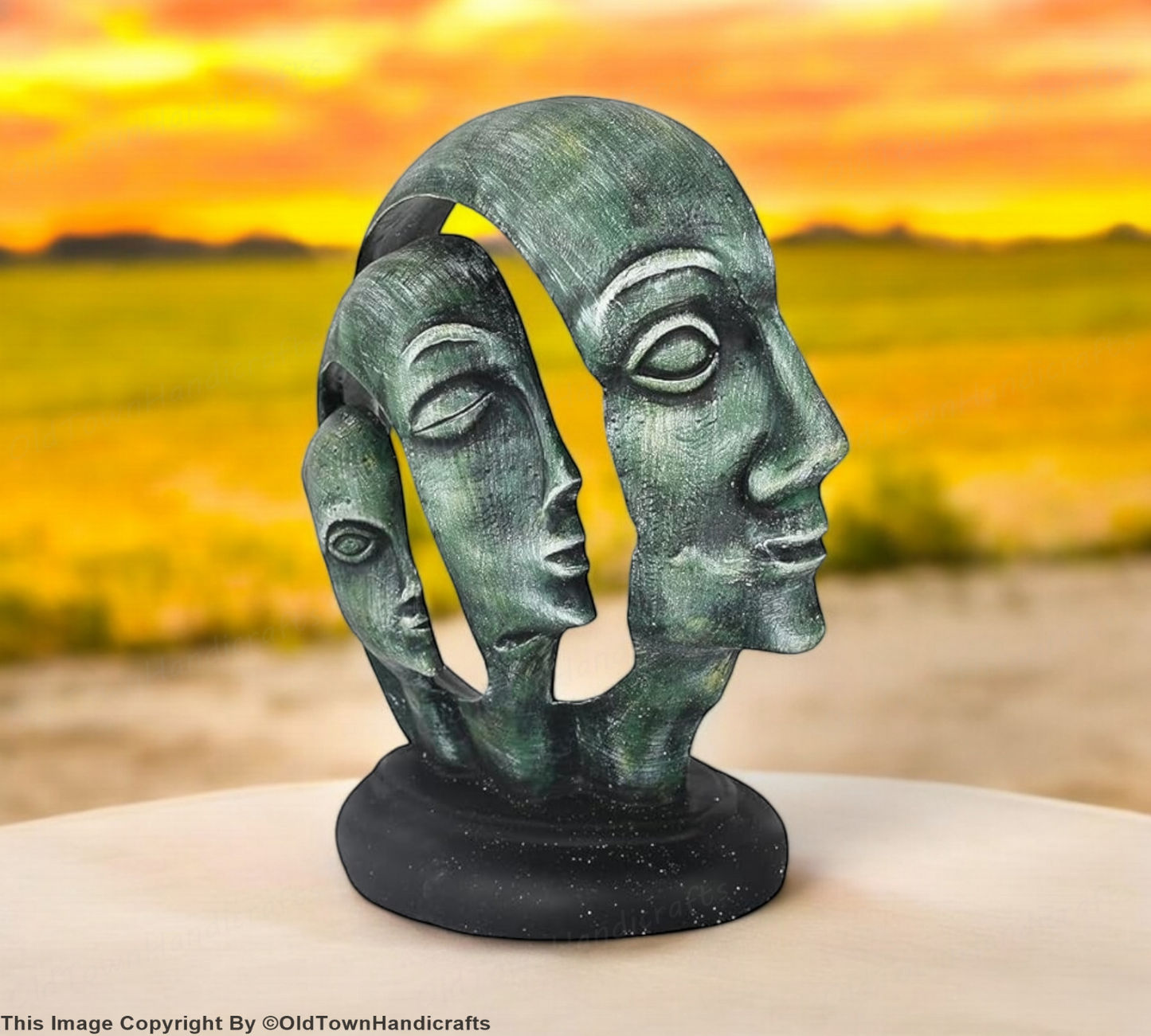 Handcrafted Lady Face Couple Statue Home Decor Polyresin Showpiece 30cm Gift