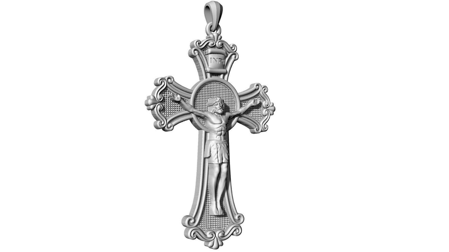 Silver Jesus Cross INRI Pendant Catholic Jesus Christ Necklace Women Jewelry Men