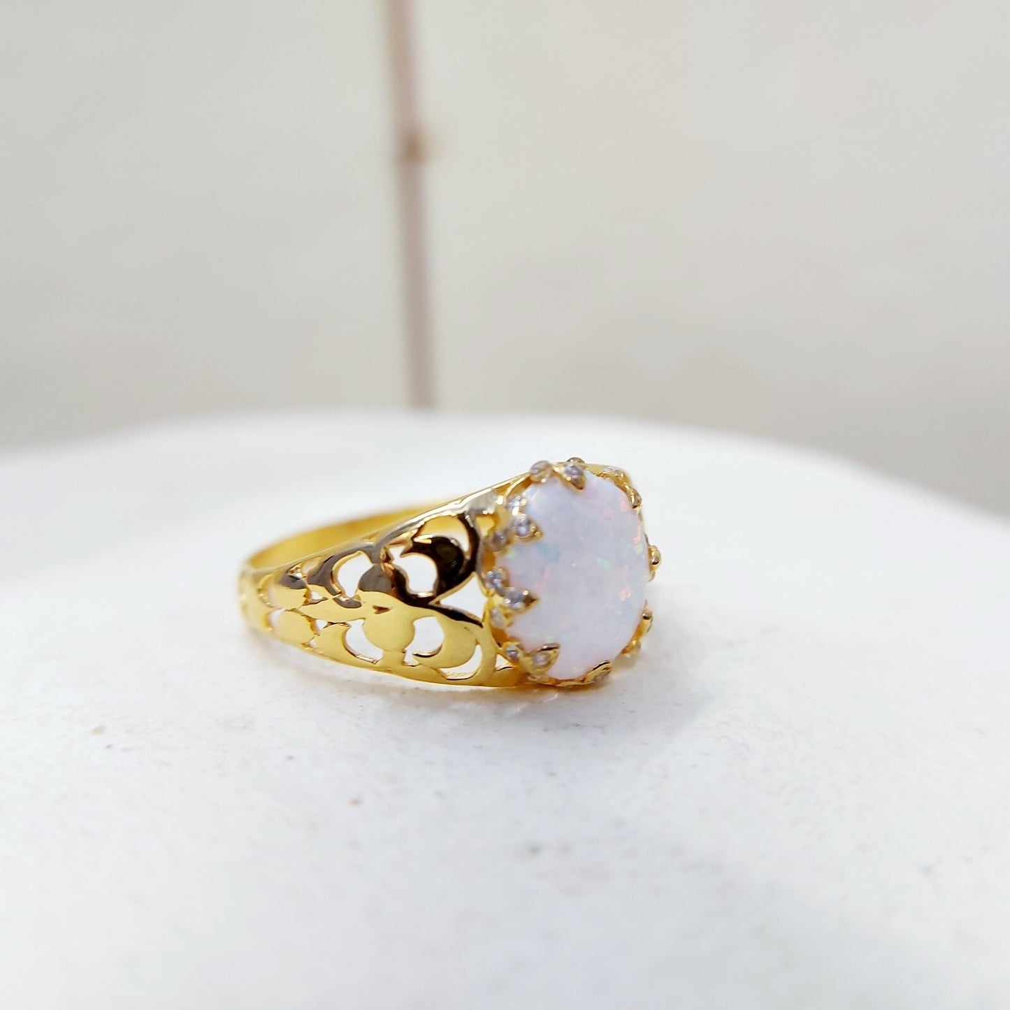 Vintage Opal Ring Silver Handmade Statement Ethiopian Opal Men Jewelry Us7~ 15