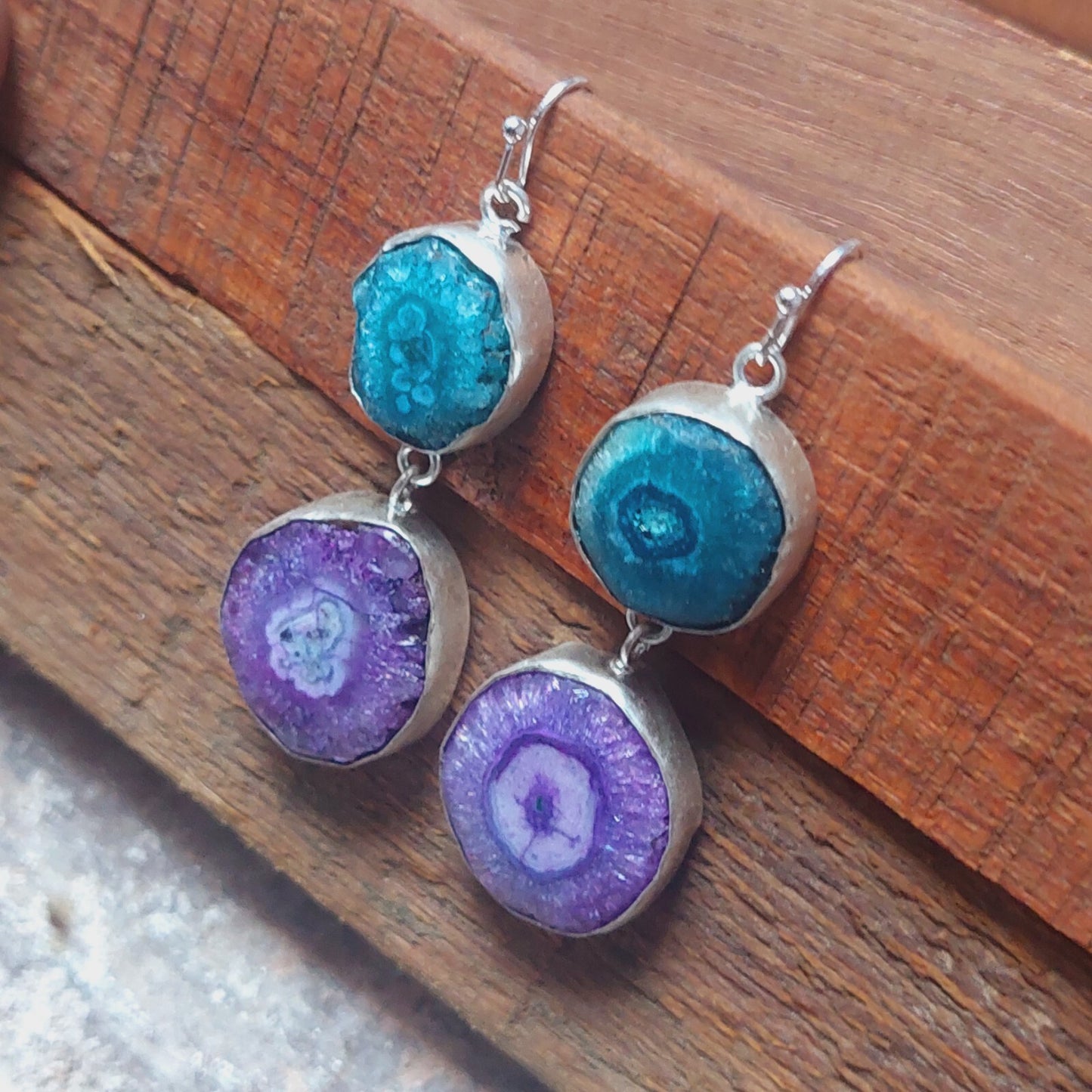 Elegant Blue And Purple Solar Quartz 925 Sterling Silver Earrings,Birthday Gift