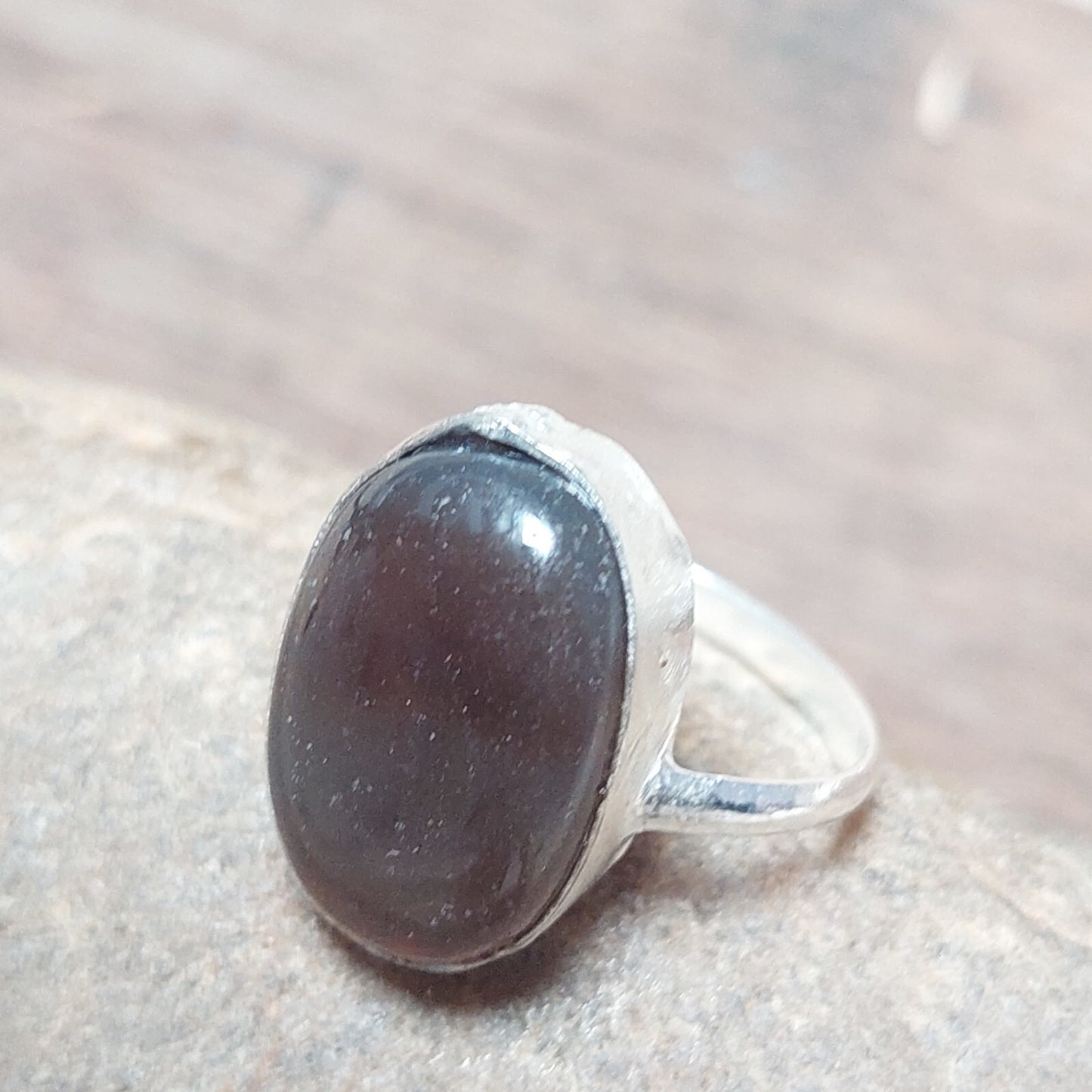 925 Sterling Silver Jewelry Dark Brown Agate Men's Ring Oval Brown Agate Ring