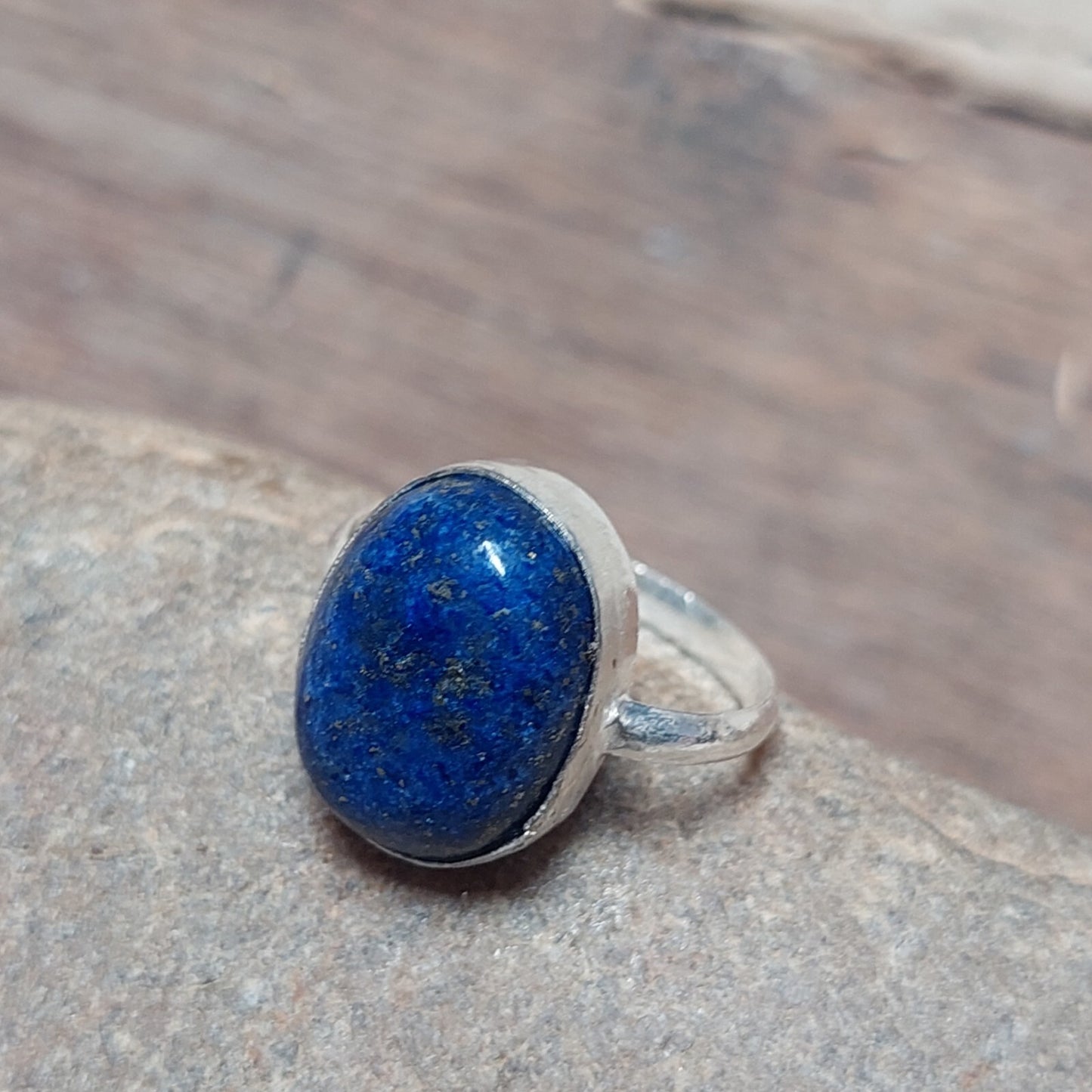 925 Sterling Silver Lapis Oval Stone Ring,Blue Lapis Lazuli Stone Men's Ring