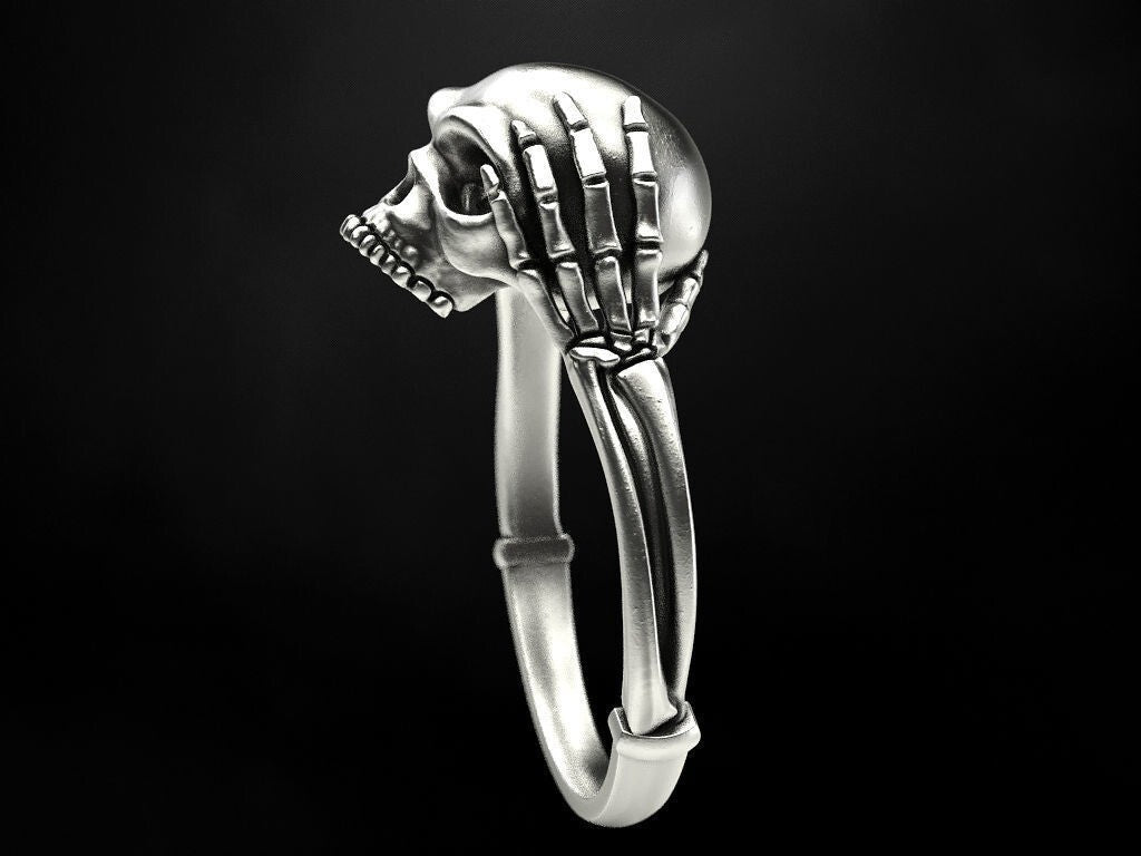 925 Silver Skull Bone Ring Gothic Biker Style Jewelry For Men Women Gift US5~15