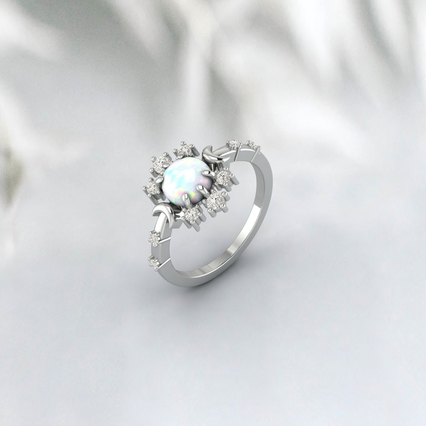 Natural Opal Engagement Ring 925 Sterling Silver Fire Opal Ring Gift For Her