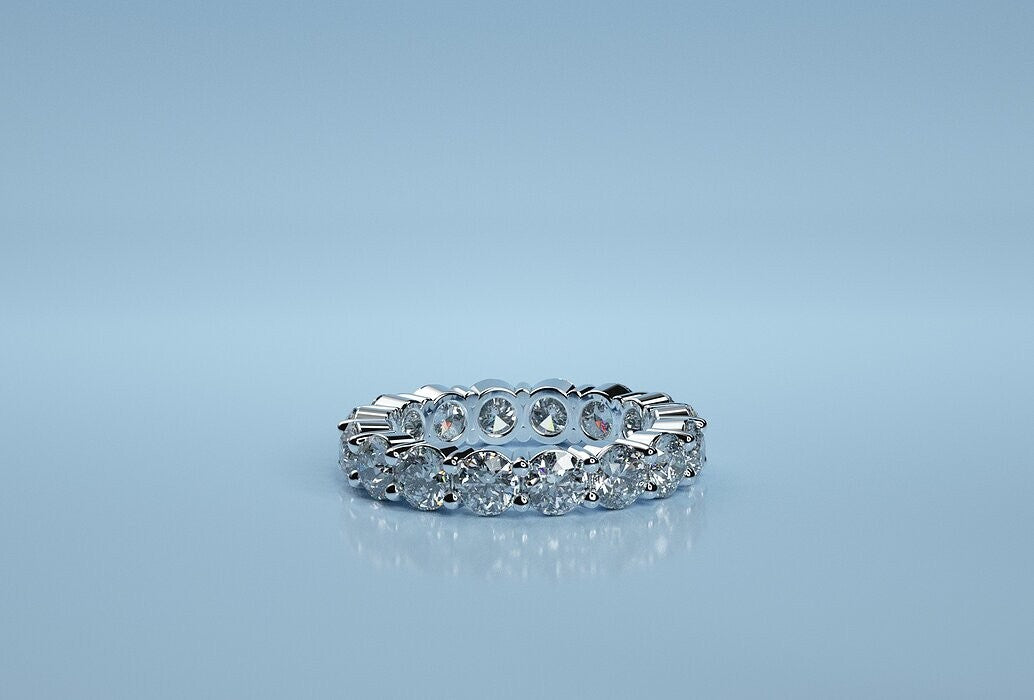 925 Silver CZ Round Eternity Bridal Wedding Band Skinny Ring Women Gift US5-15