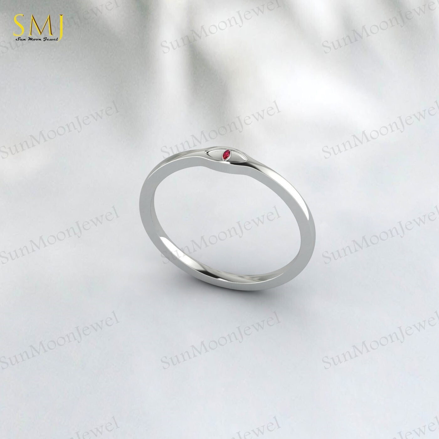 925 Sterling Silver Lab Red Ruby Evil Eye Ring Ruby Minimalist Ring Gift For Her