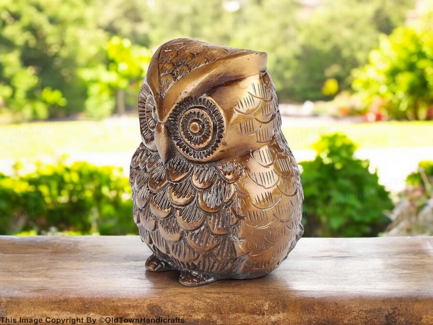 Handmade Brass Owl Statue Ethnic Design Decor for Home Office Unique Gift
