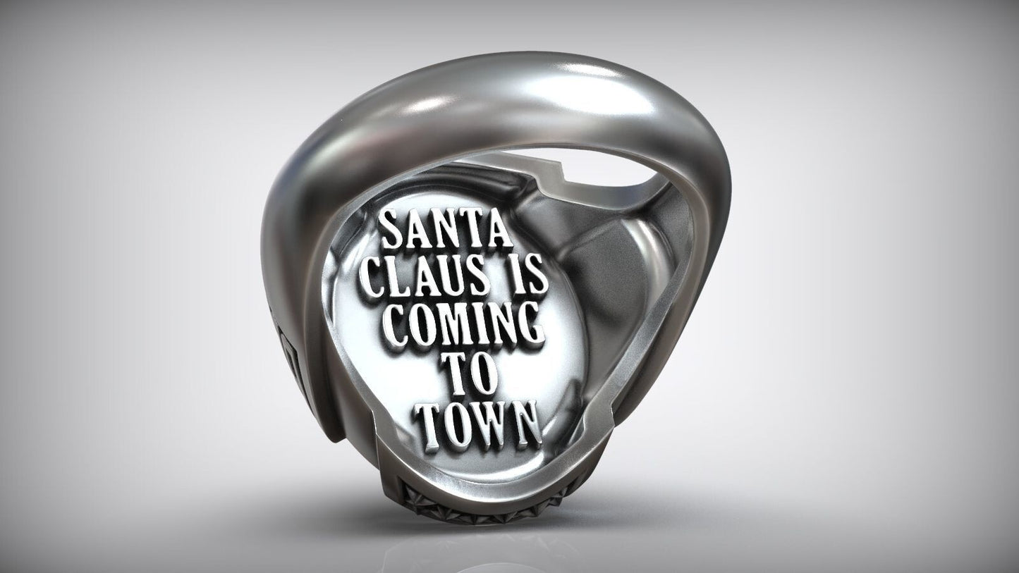 925 Sterling Silver Santa Claus Saint Nicholas Believe Ring Santa Ring US5 ~15