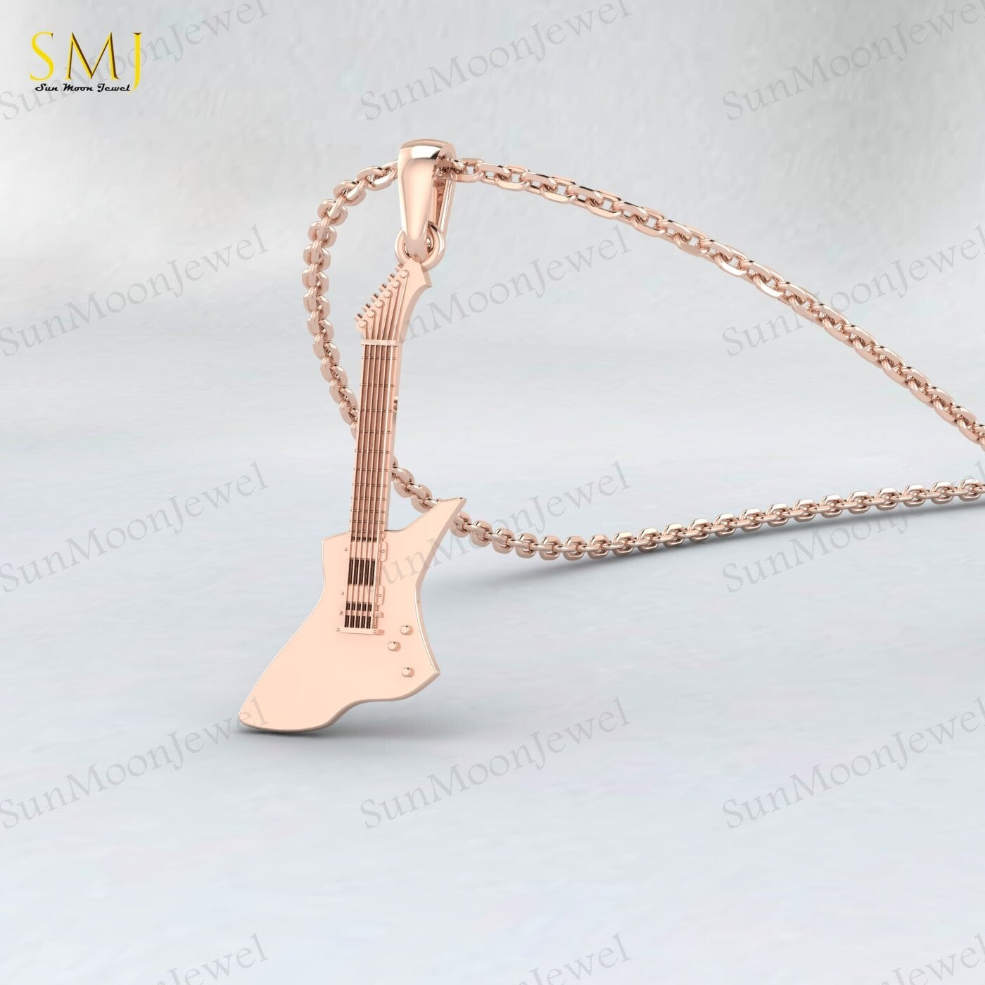 Guitar 925 Sterling Silver Pendant Guitar Lovers Necklace Pendant