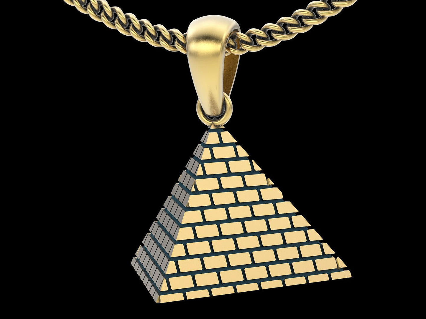 Vintage Egyptian Pyramid Brass Pendant Pyramid Necklace Charm History Inspired