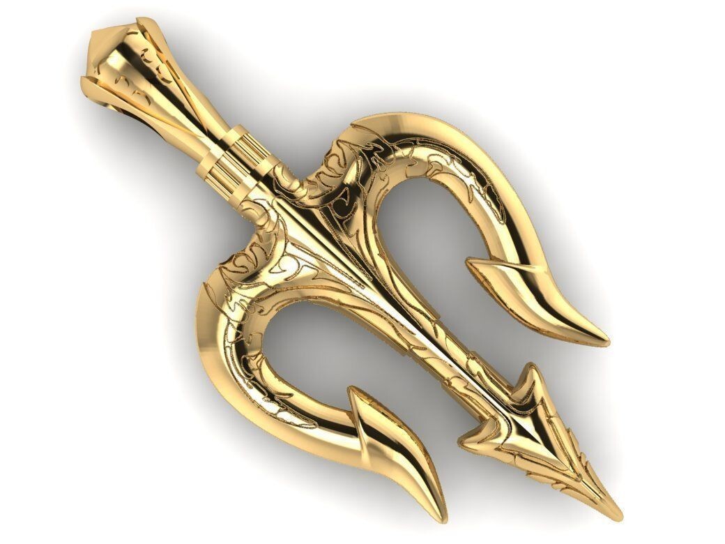 Brass Hindu Shiva Trishul Pendant Temple Pooja Lord Shiva Trident Jewelry Men