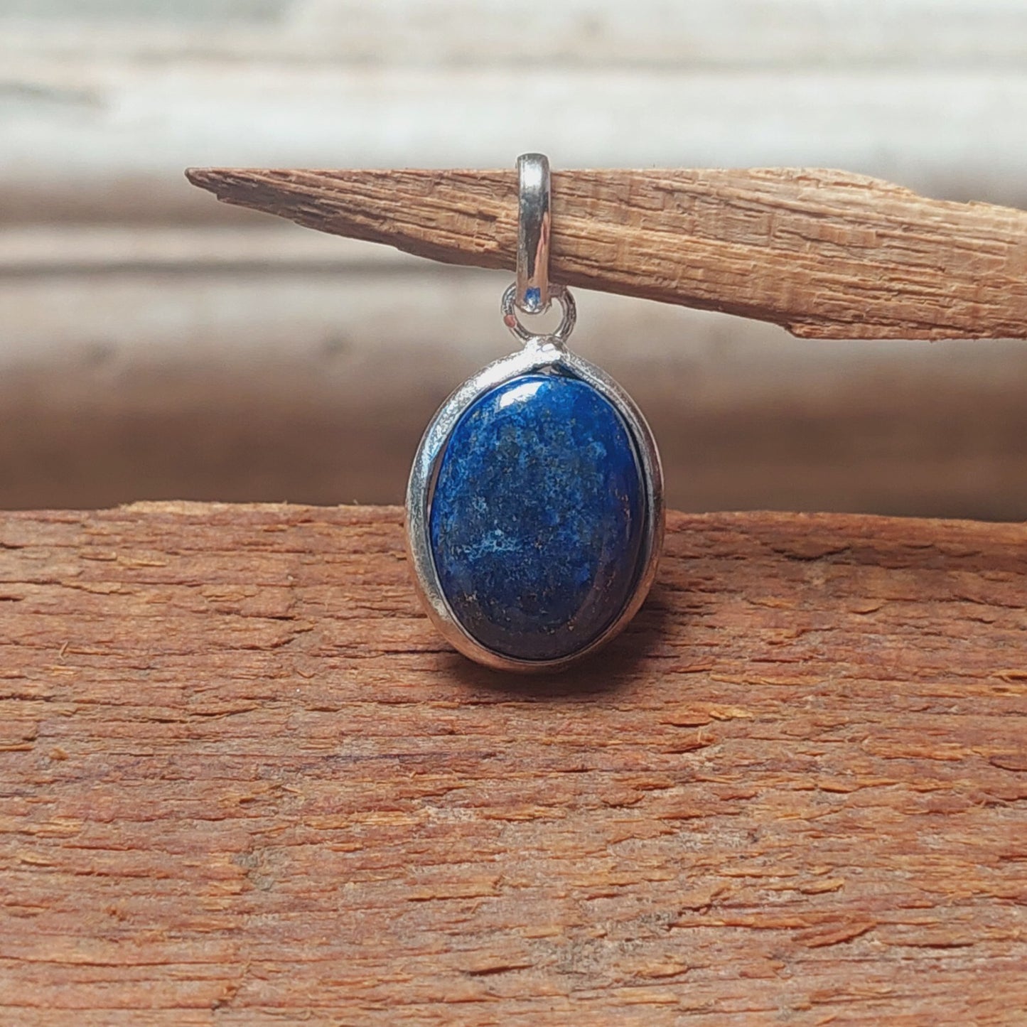 925 Sterling Silver Genuine Ovel Blue Lapis Lazlui Pendant Necklace Gift For Her