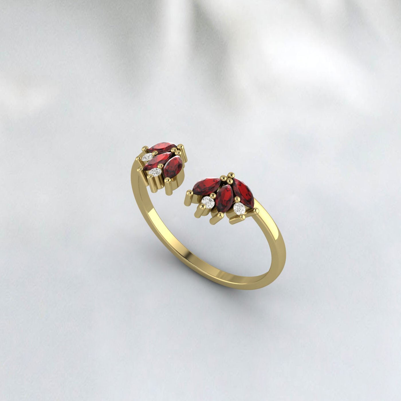 Natural Garnet & Cz Diamond 925 Sterling Silver Open Wedding Band Matchind Band