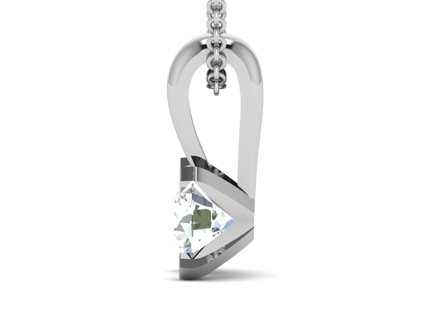 Silver Round Cut Solitaire Cubic CZ Pendant AAA CZ Round Single Necklace Women