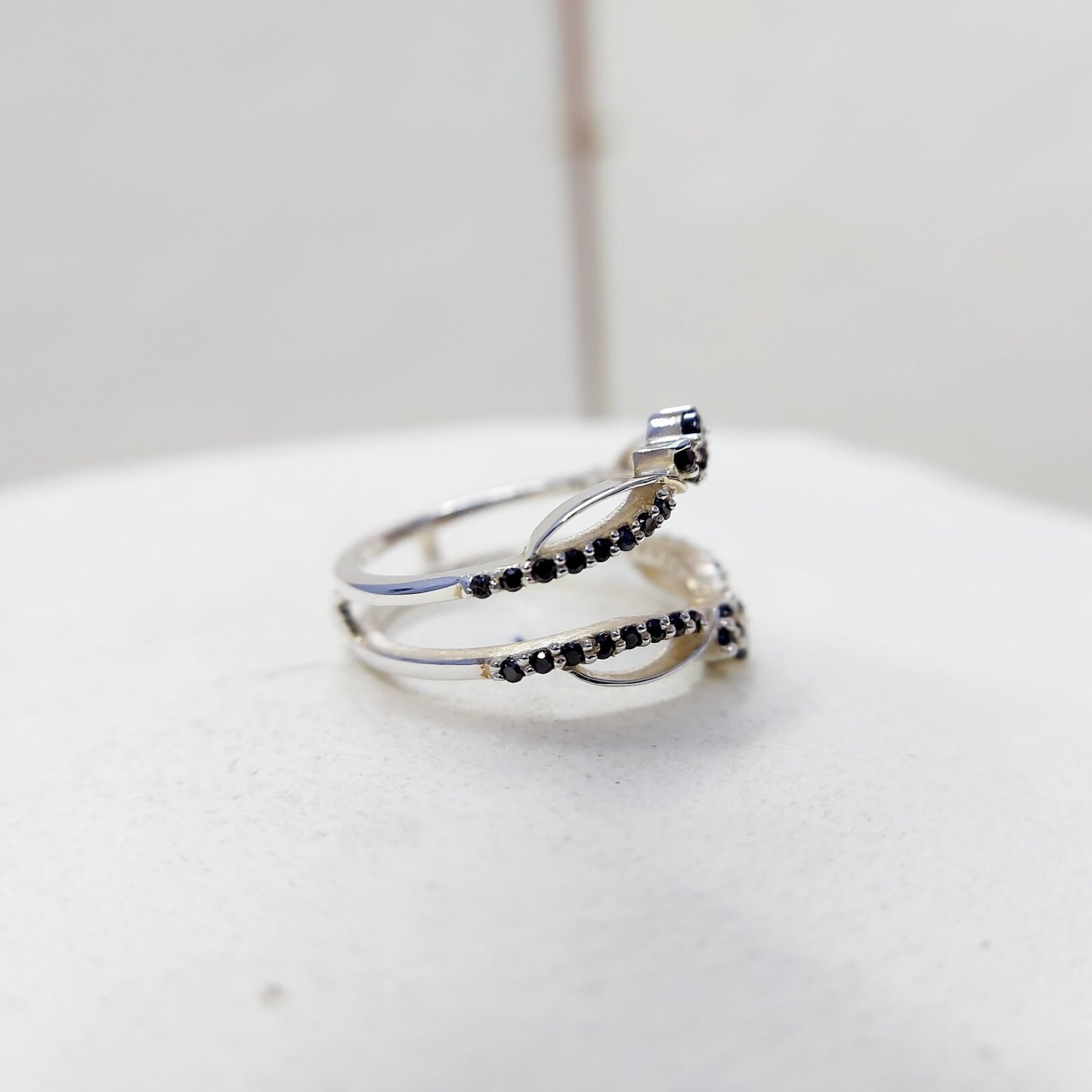 Black Sapphire Eternity Wedding Ring 925 Silver Women Gift Eternity Ring Us5~ 15