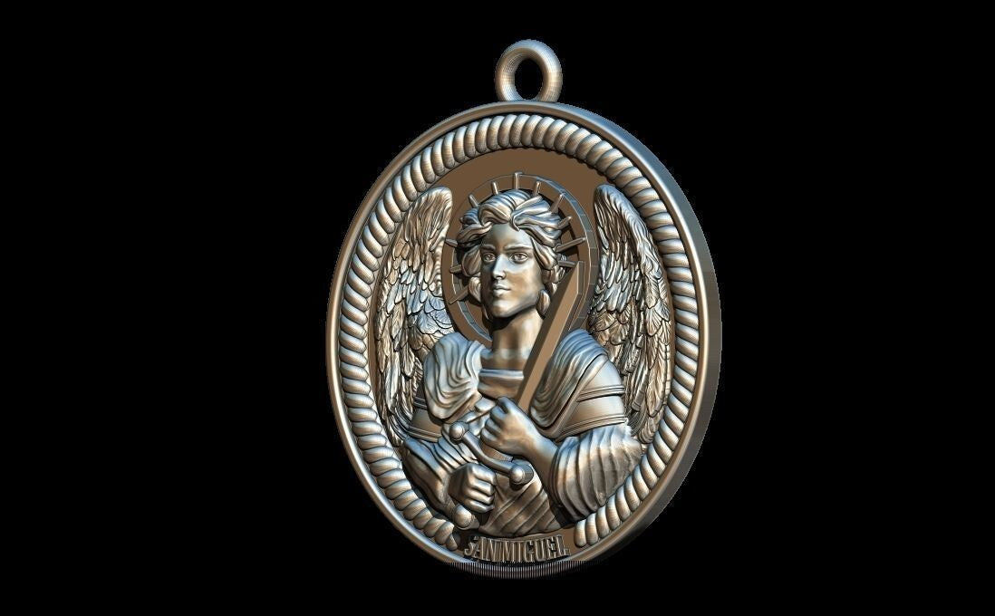 Saint Michael Archangel Medal Pendant Silver Religious Protection Necklace Gift