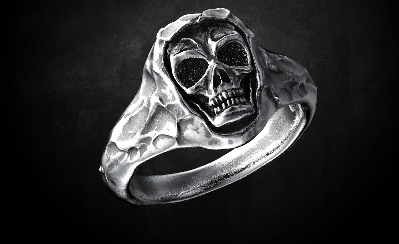 925 Sterling Silver Skull Ring Gothic Biker Punk Hip Hop Men Jewelry Ring US5~15