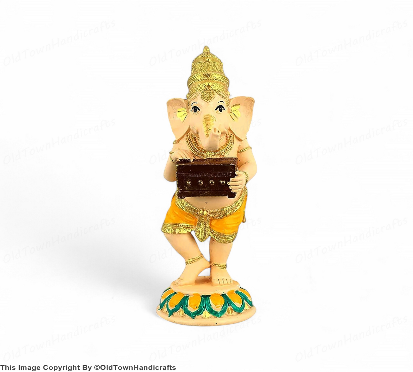 Lord Ganesha Dancing Playing Harmonium Ganesh Figurine Decorative Showpiece