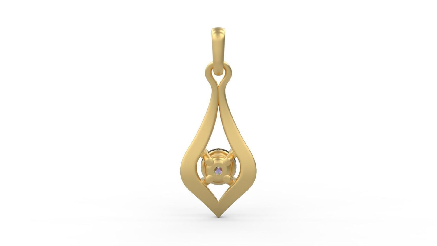 Round Cut Cubic Zircon Women Necklace Pendant Brass Solitaire Women Jewelry Gift
