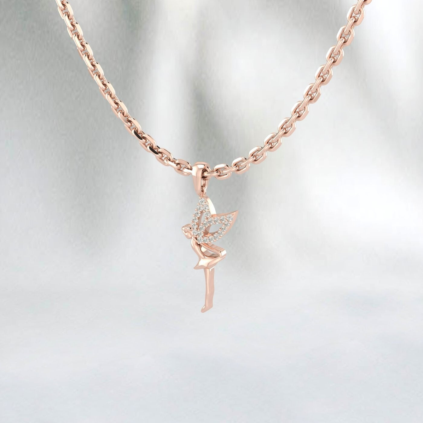 925 Silver Ballerina Pendant Angel Charm Micro Pave Diamond Pendant Dainty